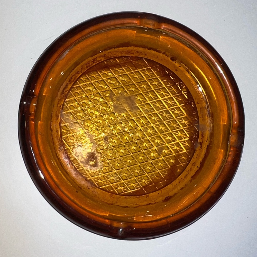 8” vintage glass ashtray